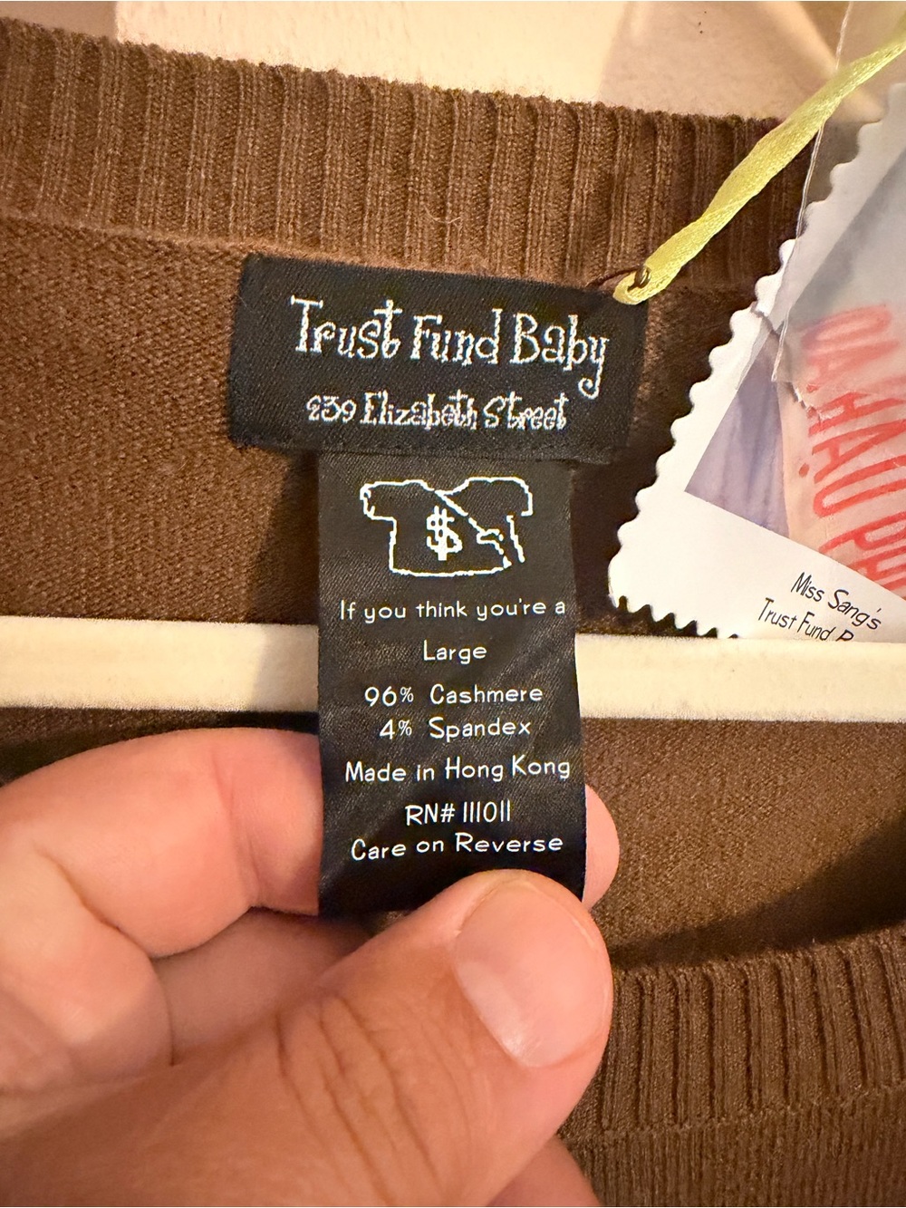 Trust Fund Babies Cashmere size L Brown & Green Stripe Women's Cardigan - Picture 3 of 12